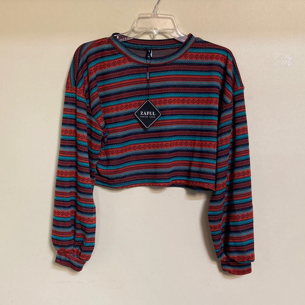 Zaful Multicolor Striped Cropped Sweater